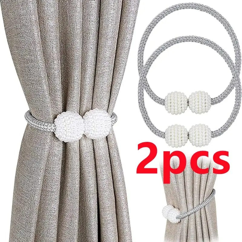 Home Goods Bathroom - 1/2 Stück Perlen-Magnet-Vorhangclips, Vorhanghalter, Befestigungsschnallen, Hängekugel-Schnallen,