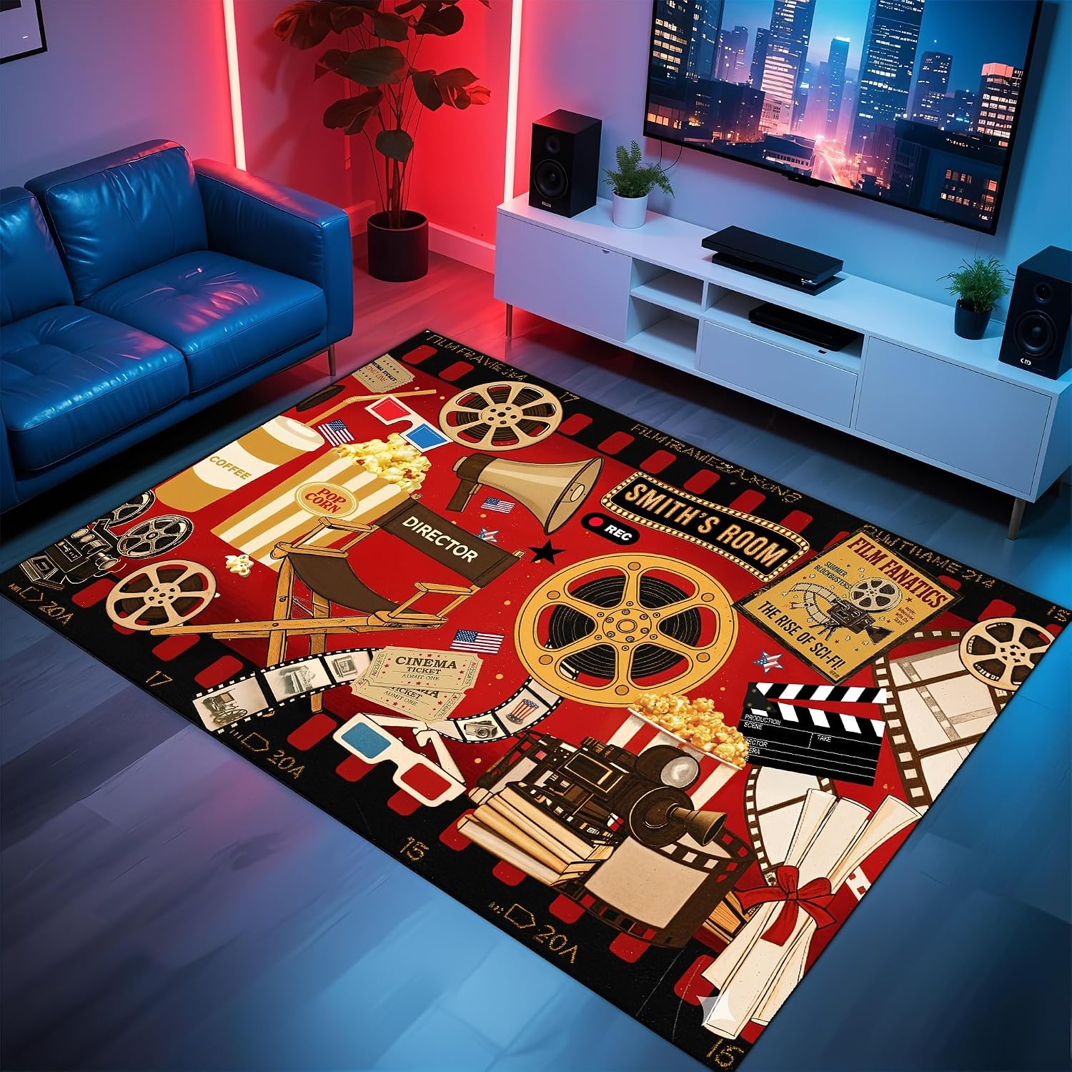 Home Bathroom Movie - Personalisierter Kino-Themen-Teppich, Weicher Rutschfester Teppich für