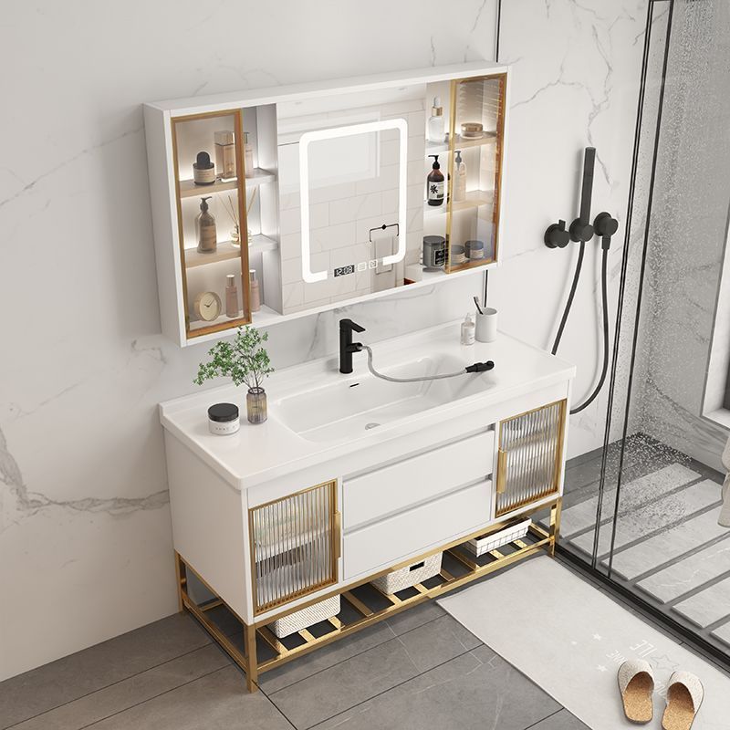 Home Bathroom Vanity Combo - Badezimmer-Waschtischunterschränke mit integriertem Keramikwaschbecken, schlichter, moderner