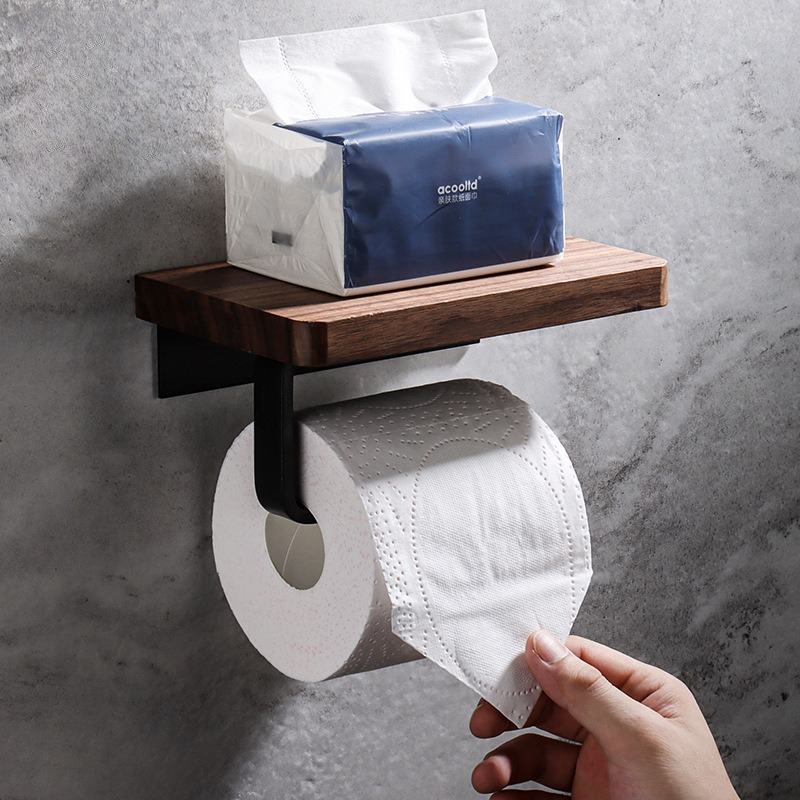 Home Bathroom Paper Towel Dispenser - Taschentuchhalter aus massivem Holz, ohne Bohren,