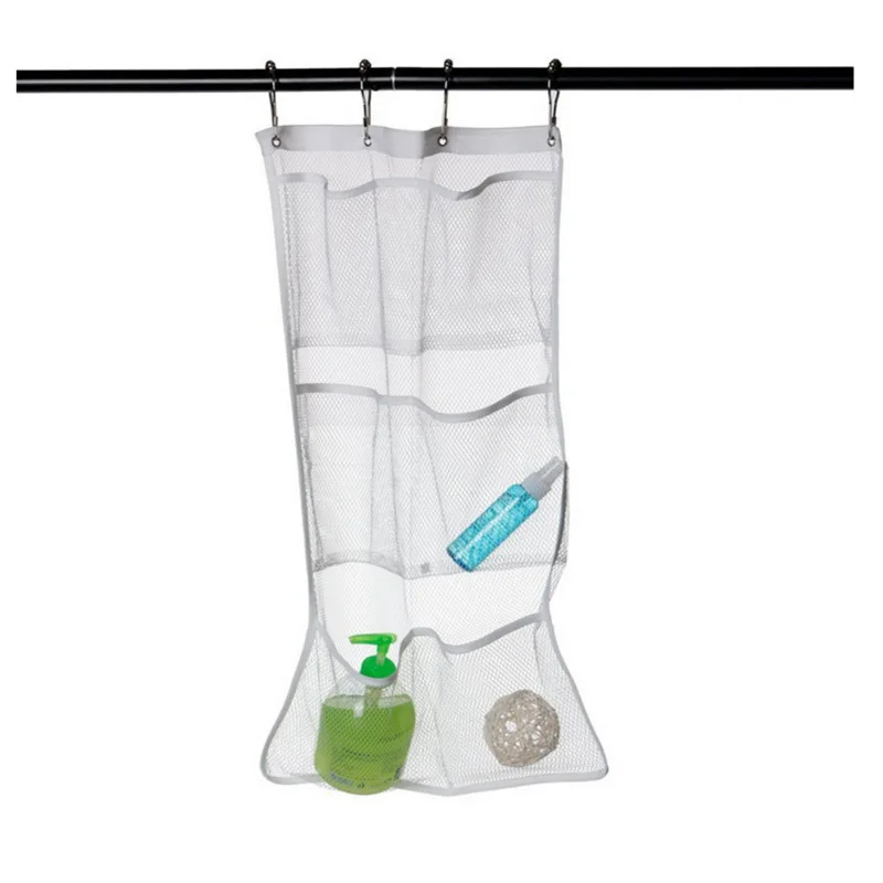 Shower Curtain Liner - 1 Set 6-teiliger Schnelltrocknender Netzstoff-Hängeorganizer und