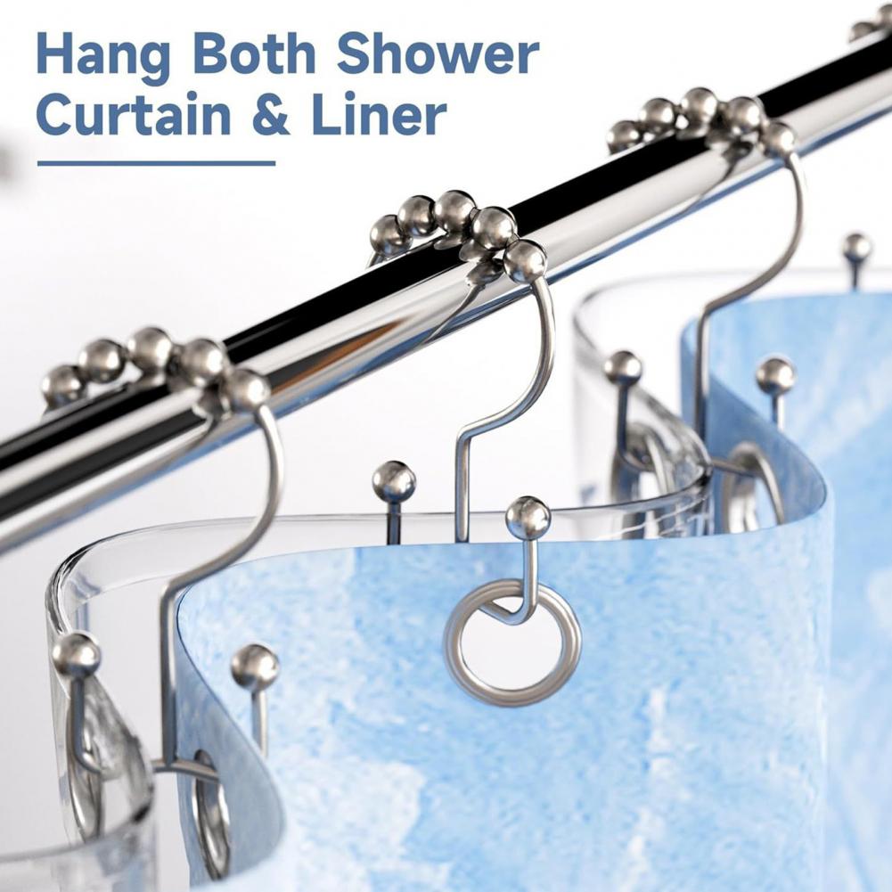 Shower Curtain Liner - 12-teiliges Set aus goldenen Metall-Duschvorhangringen mit