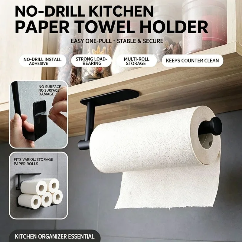 Toilet Paper Holder - Papierrollenhalter, Handtuchhalter, Hängeregal, Badezimmer-Aufbewahrung, Toilettenregal, Küchenzubehör,