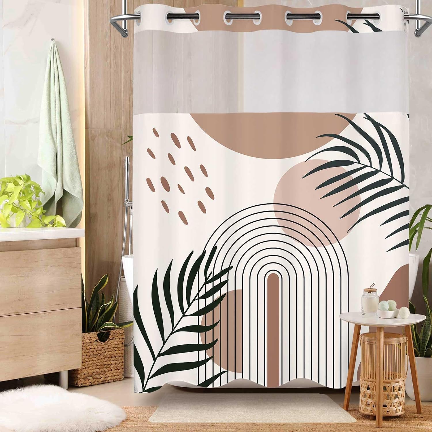 Shower Curtain Liner - Duschvorhang ohne Haken, mit Schnappverschluss und