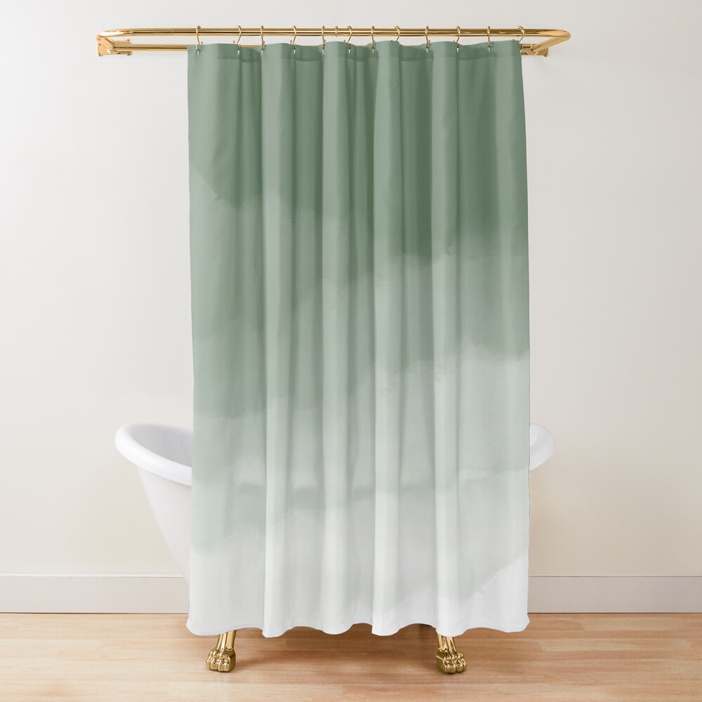 Shower Curtain Liner - Salbeigrüner Aquarell-Ombre-Duschvorhang, Badezimmerstoff, Polyester, wasserdicht, moderne