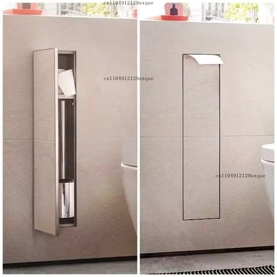 Toilet Paper Holder - 304 Edelstahl Einbau-WC-Papierhalter mit integrierter Toilettenbürste