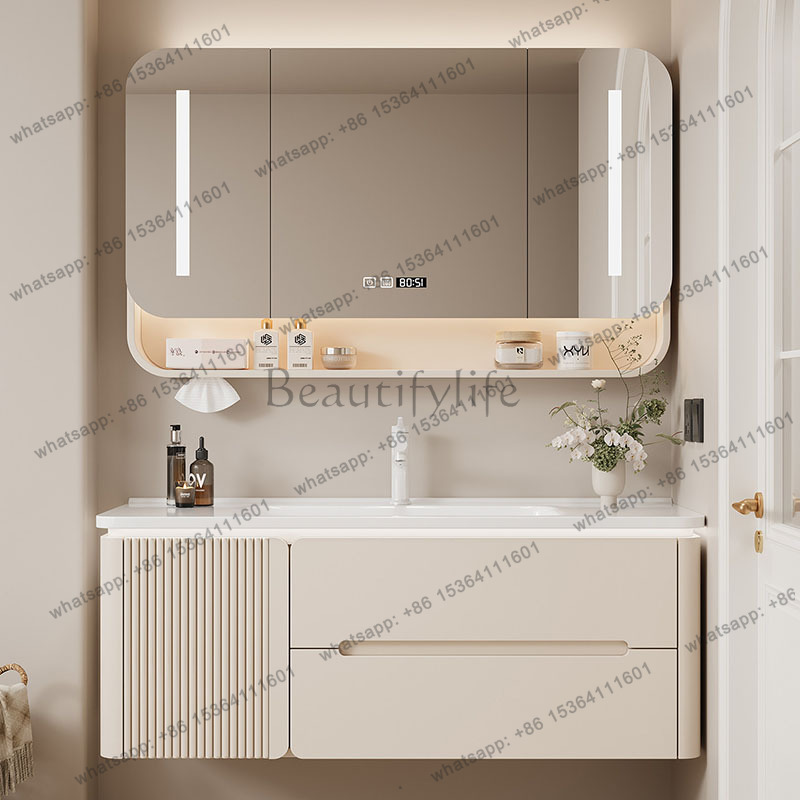 Home Bathroom Vanity Combo - LJYLuxury Moderner Badezimmerschrank Aufbewahrungsorganizer Spiegel Trennwände