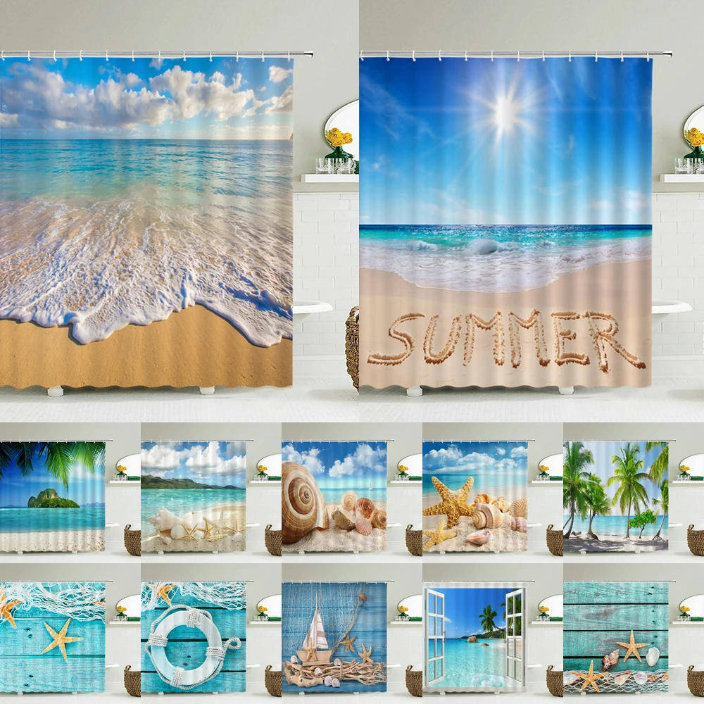 Meereslandschaft Strand Duschv – Shower Curtain Liner Bewertung und Preis