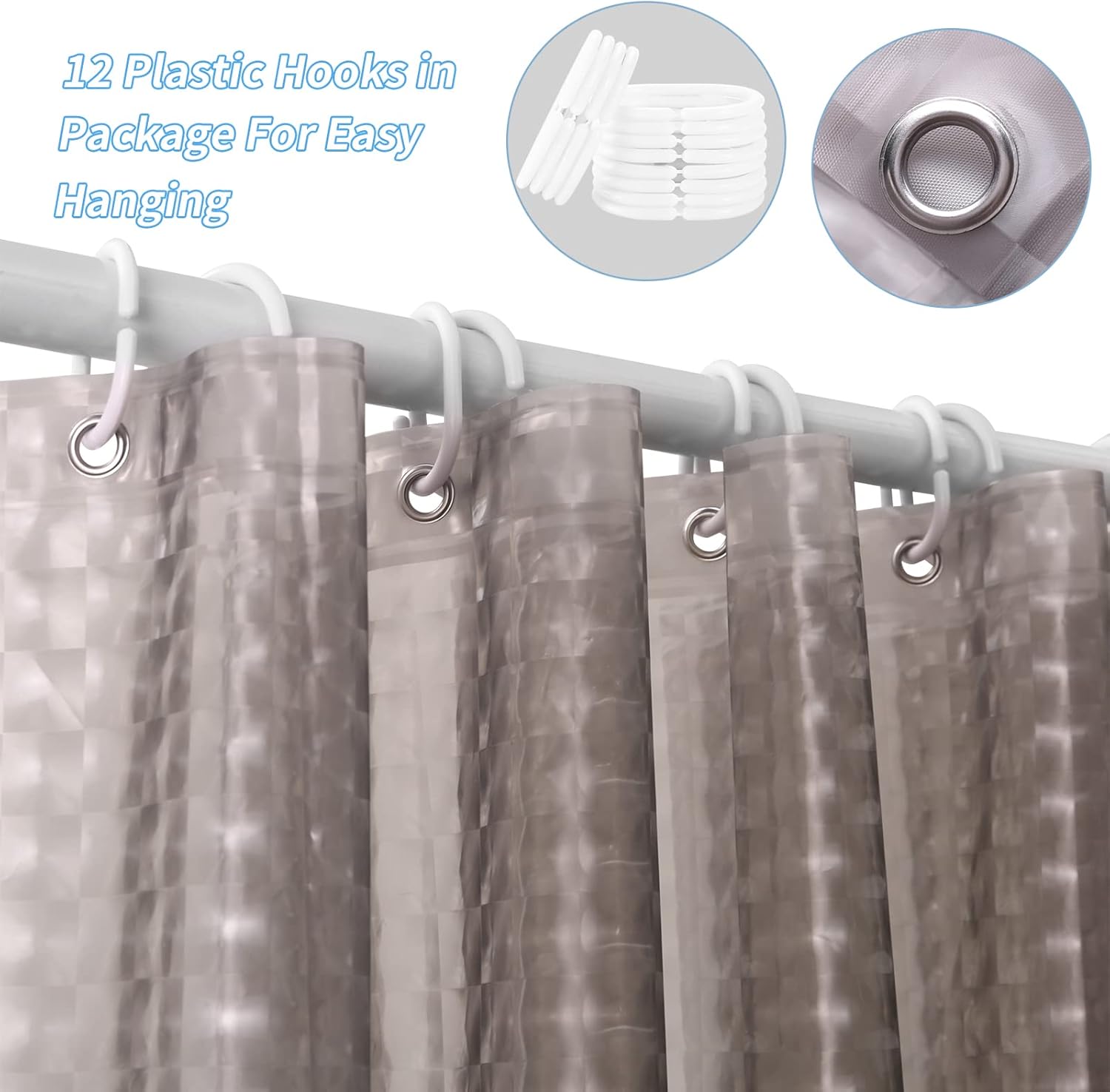 1 Stück grauer Kristall-Duschv – Shower Curtain Liner Bewertung und Preis