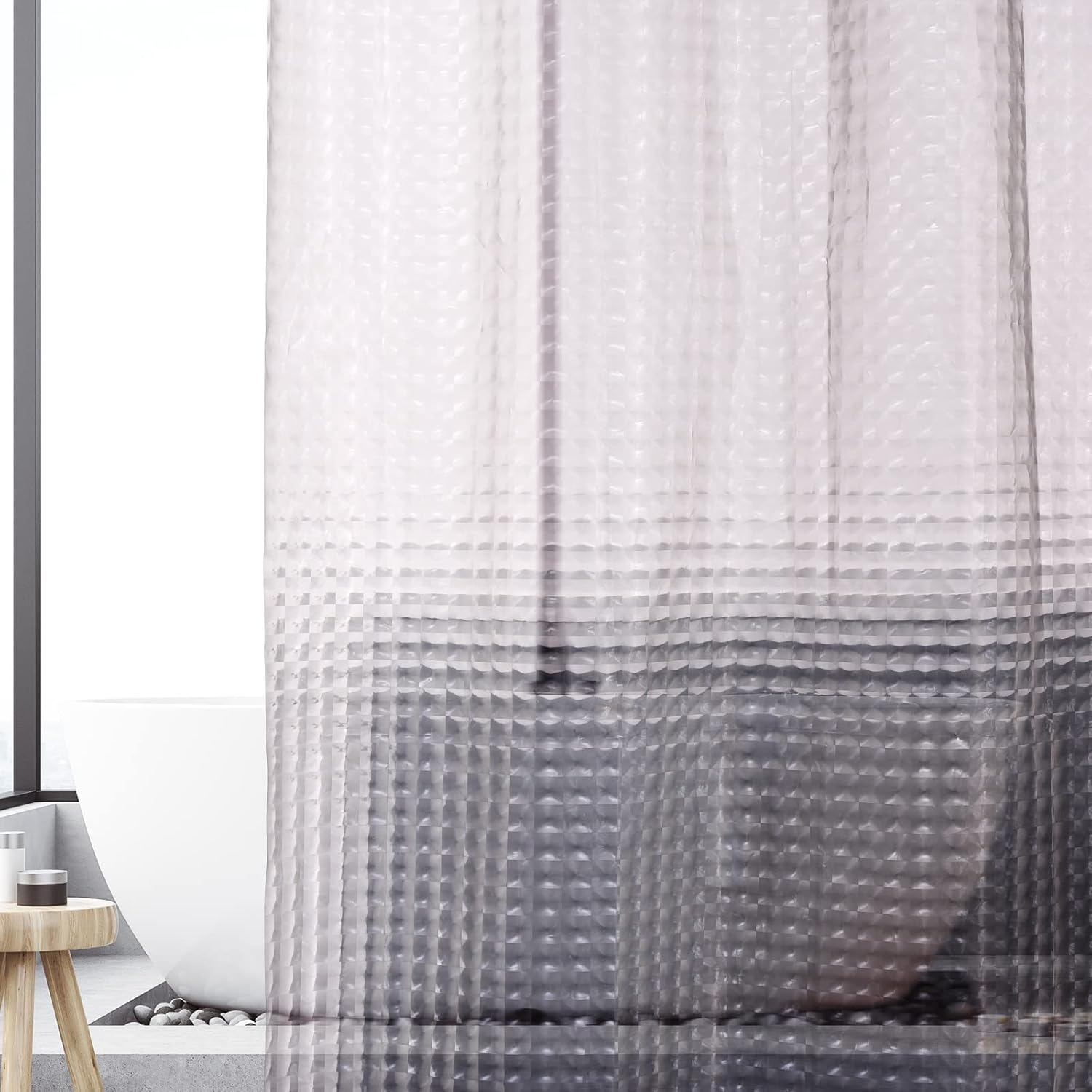 1 Stück grauer Kristall-Duschv – Shower Curtain Liner Bewertung und Preis