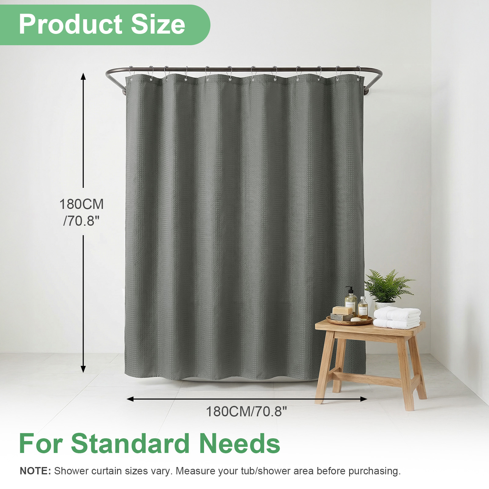 Waffel-Duschvorhang 180x180cm  – Shower Curtain Liner Bewertung und Preis