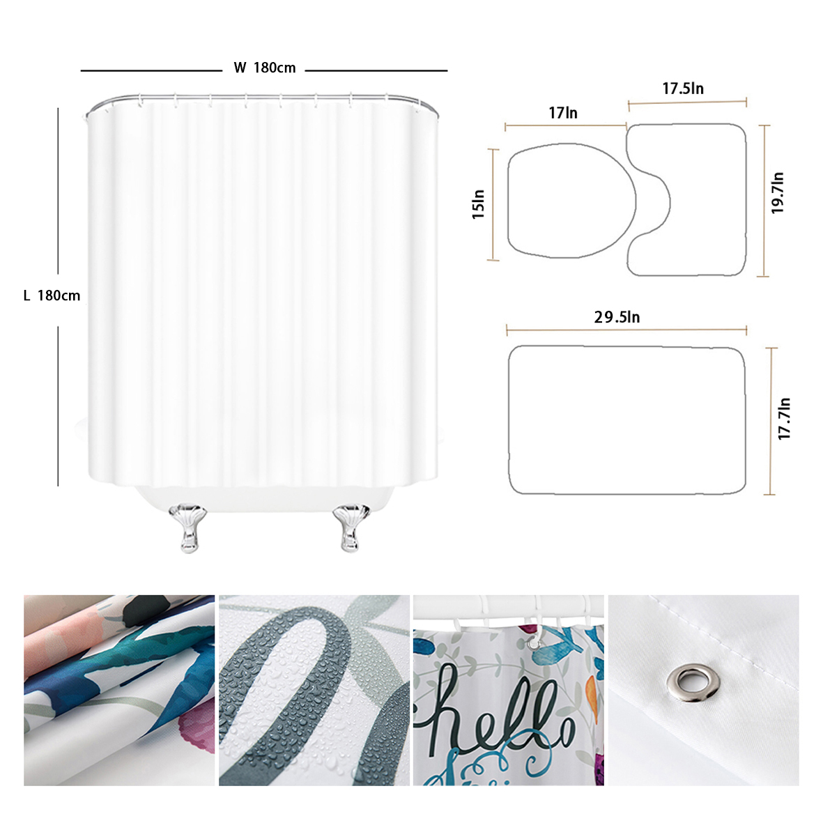 Benutzer definierte Dusch vorh – Shower Curtain Liner Bewertung und Preis